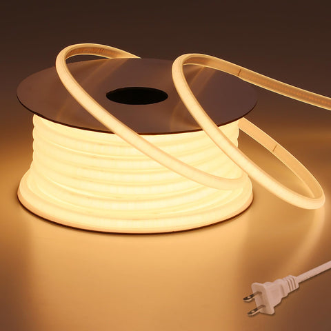 BENLUN outdoor COB LED strip 65.6ft for warm white backyard lighting.
