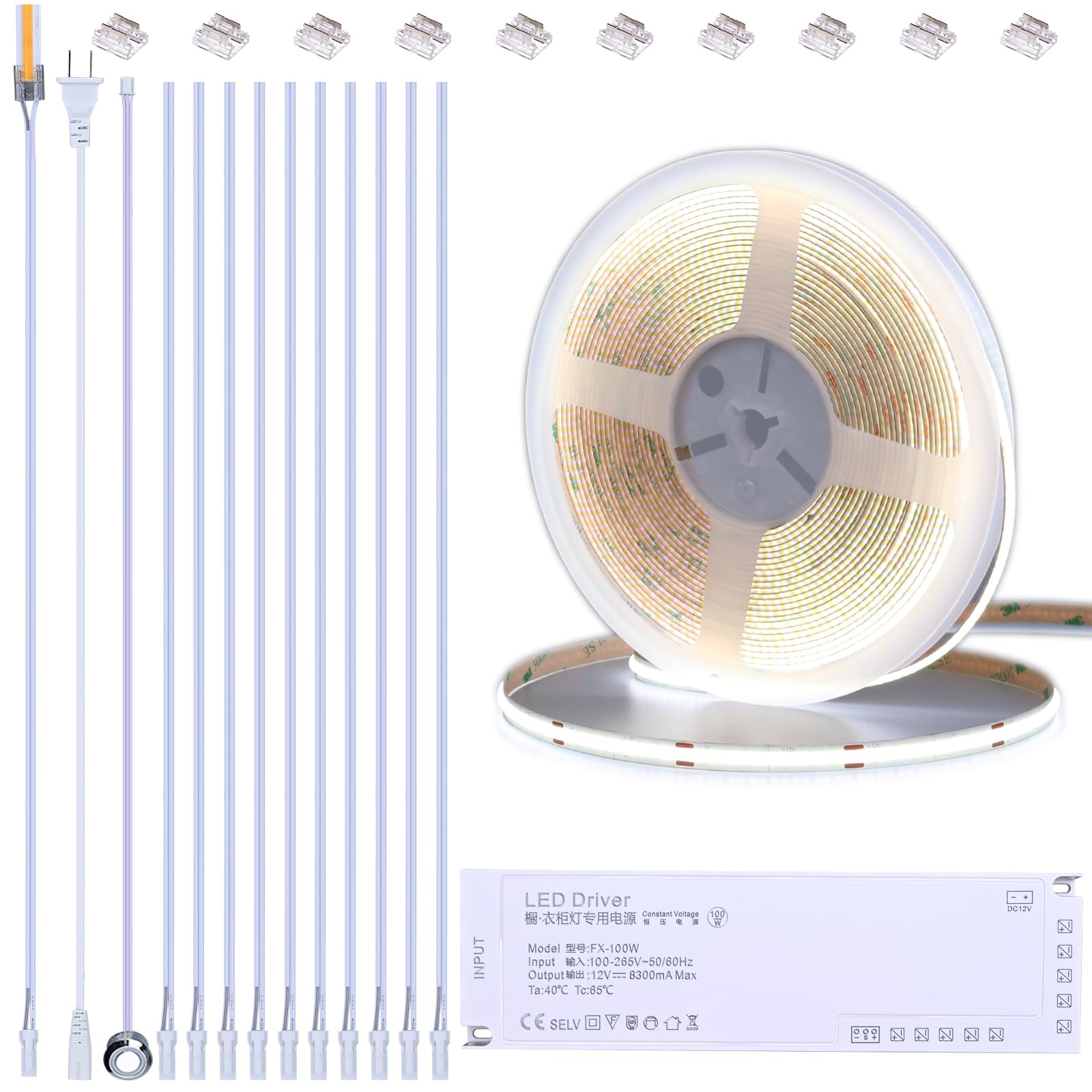 BENLUN COB LED under-cabinet strip in cool white lighting a kitchen workspace