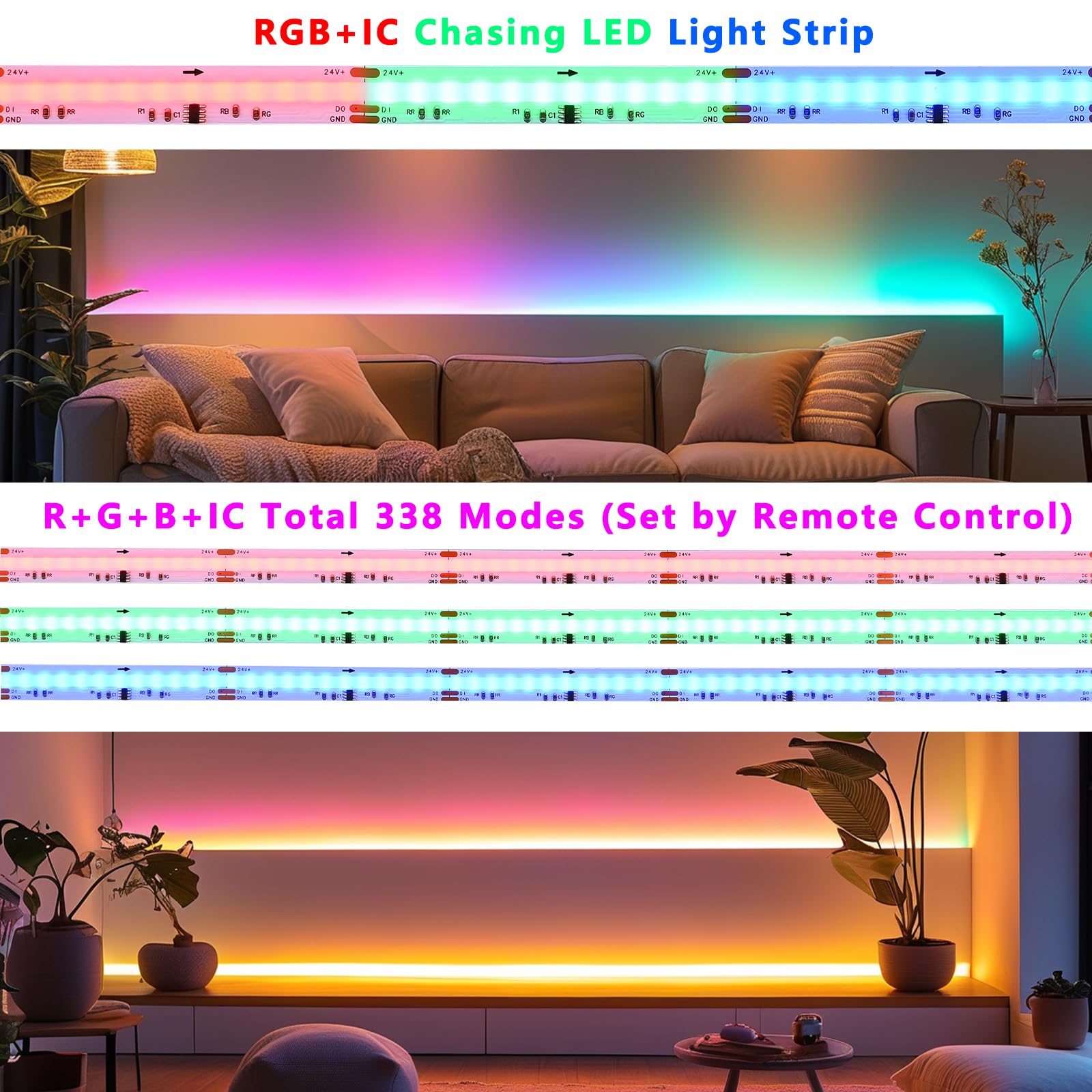 BENLUN cuttable LED strip at 2.44 inch intervals for easy customization.