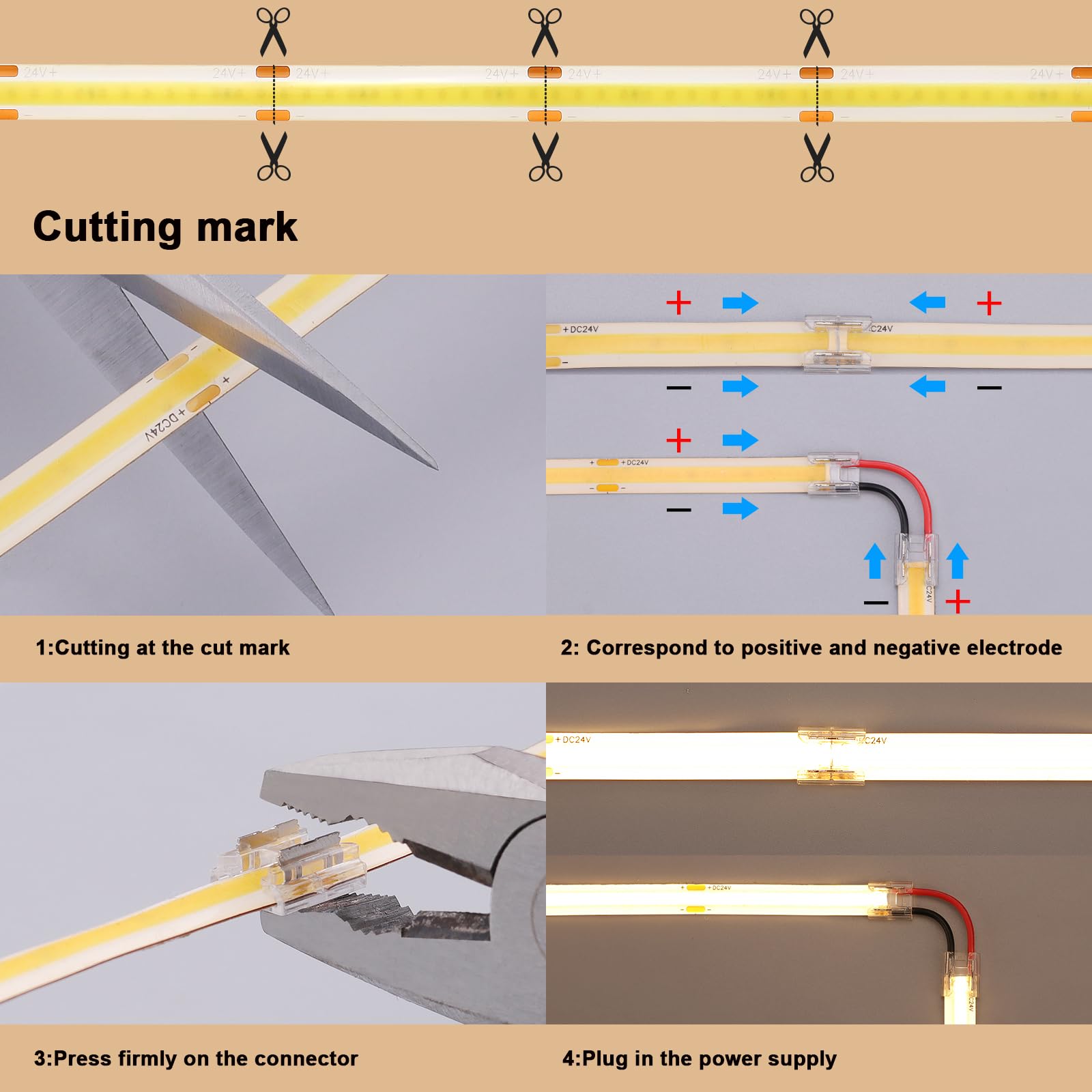 BENLUN flexible COB LED strip cuttable for custom layouts