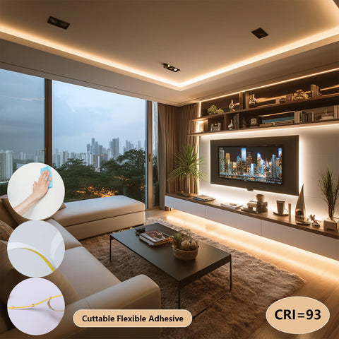BENLUN COB LED strip back adhesive enables easy mounting on surfaces