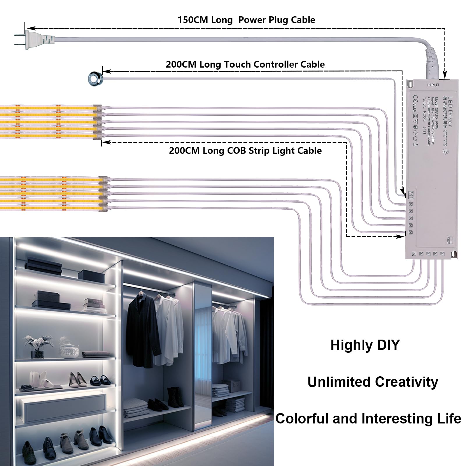 BENLUN strip lights cuttable every 2.5 cm for custom layouts