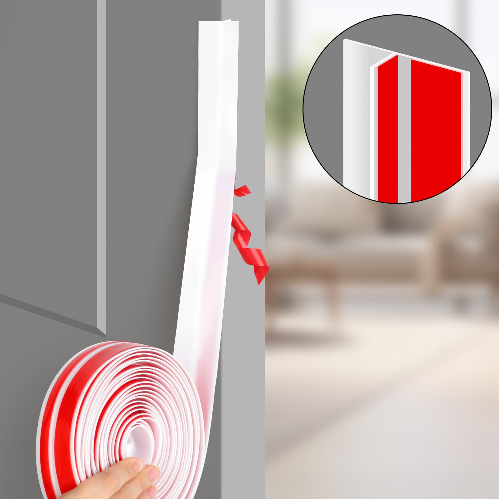 Benory door gap seal with double-sided adhesive for quick installation