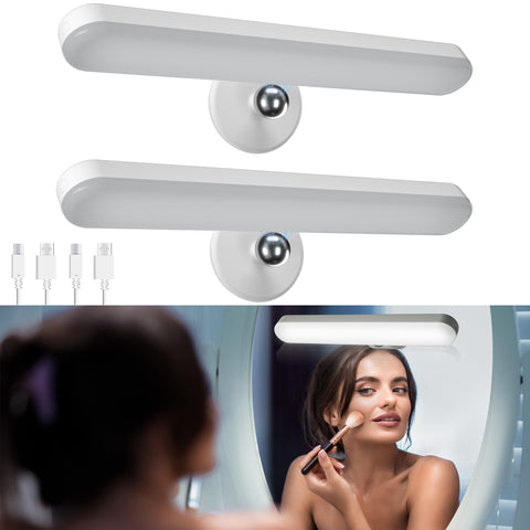 Benreom 2-pack wireless vanity light on a mirror for even makeup lighting