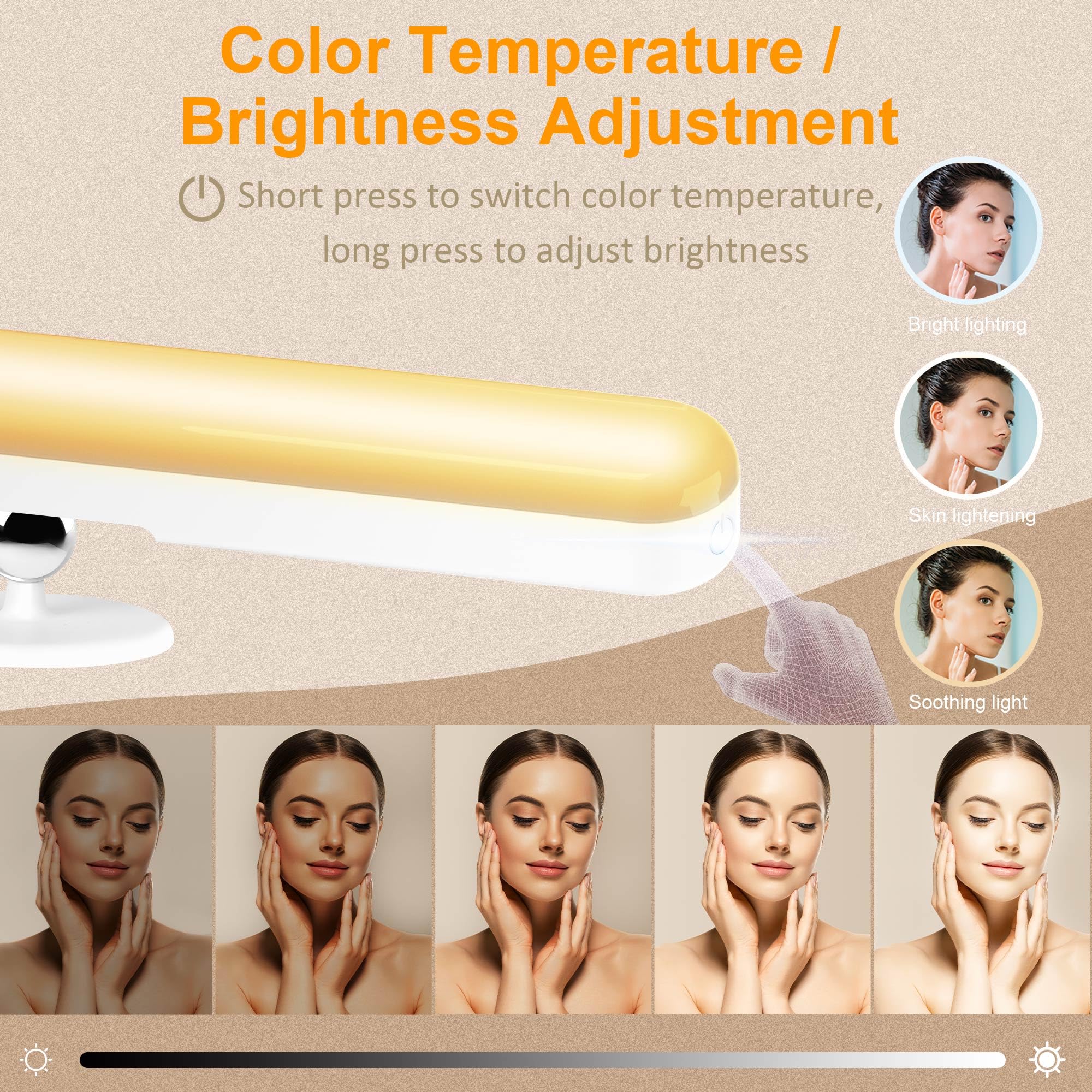 Benreom magnetic vanity light with adjustable angle for precise face illumination