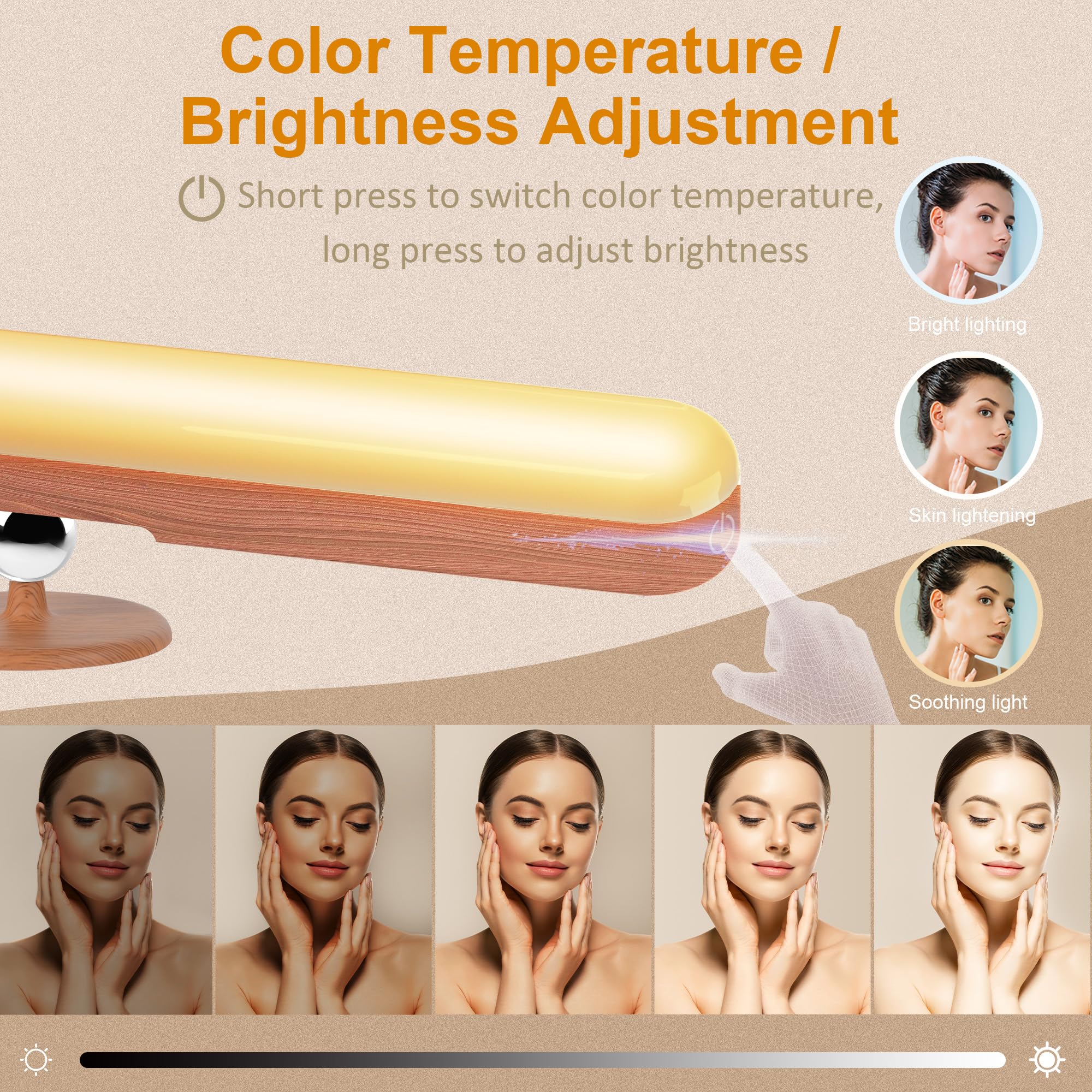 Benreom vanity light 360° magnetic angle aids precise makeup lighting.