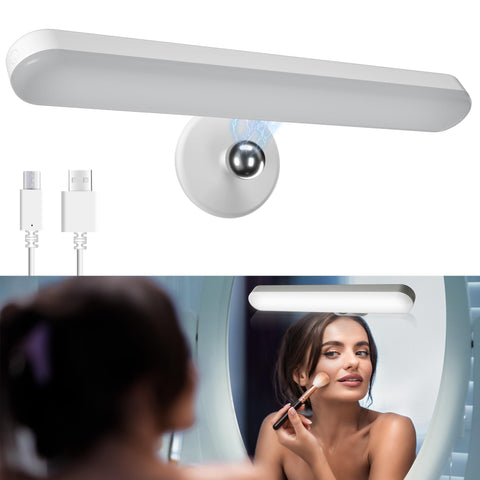 Benreom wireless vanity lights on mirror with adjustable angle for precise makeup lighting.