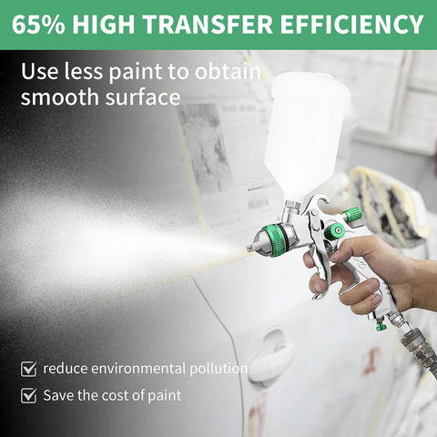 Bentohkle HVLP spray gun green 2.0mm nozzle for fine details on wood and metal.