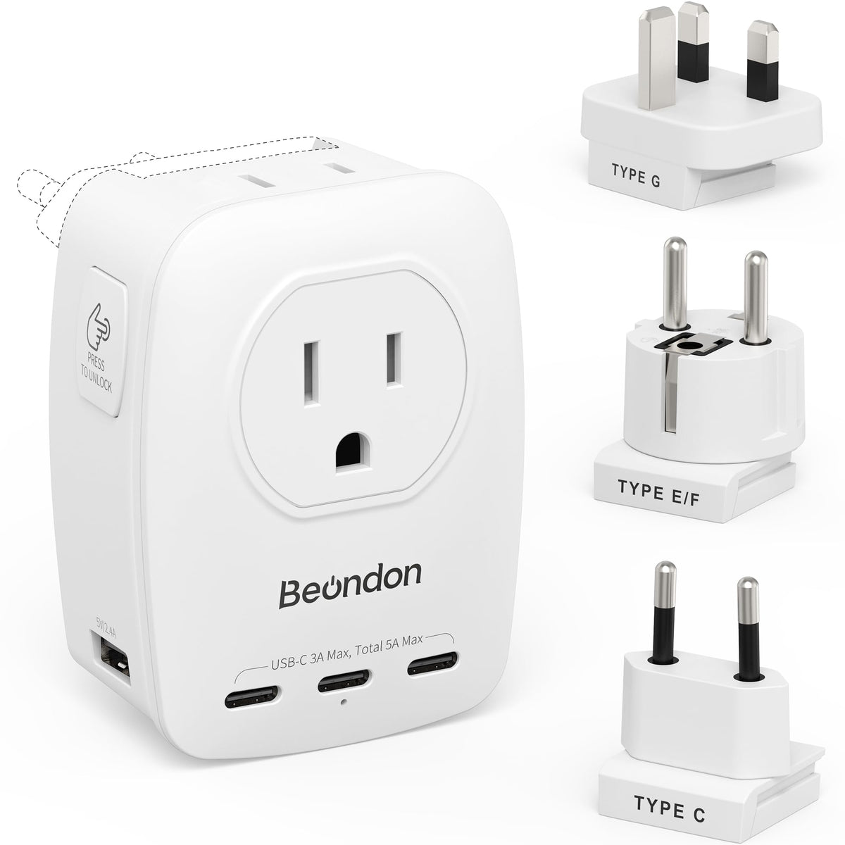BEONDON travel adapter kit compact design ready for packing and travel