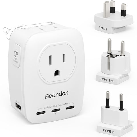 BEONDON travel adapter kit compact design ready for packing and travel