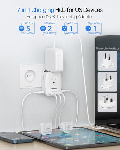 BEONDON five-port USB hub powers multiple devices together on the go