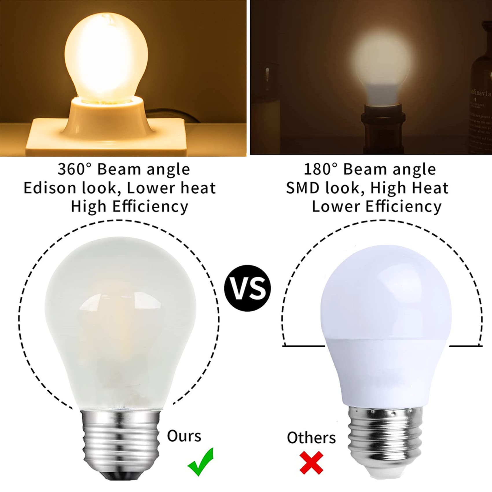 Beonllay dimmable filament E26 bulb for adjustable mood.