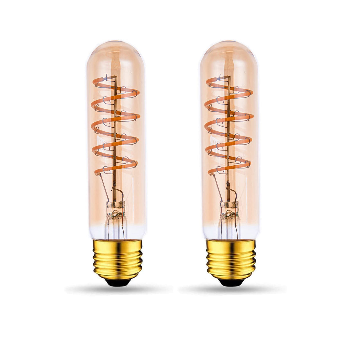 Beonllay T10 LED bulb with amber glass spiral filament for cozy ambience.