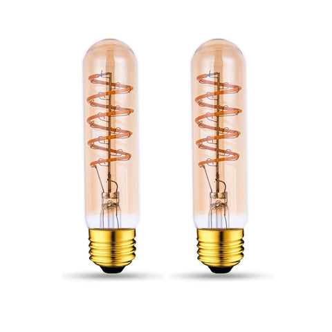 Beonllay T10 LED bulb with amber glass spiral filament for cozy ambience.