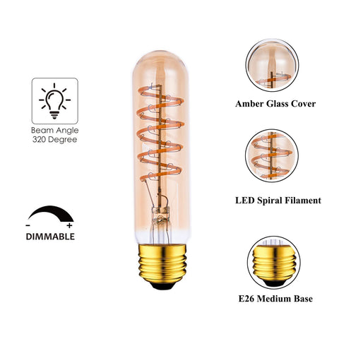 Beonllay T10 LED bulb dimmable for smooth lighting control.