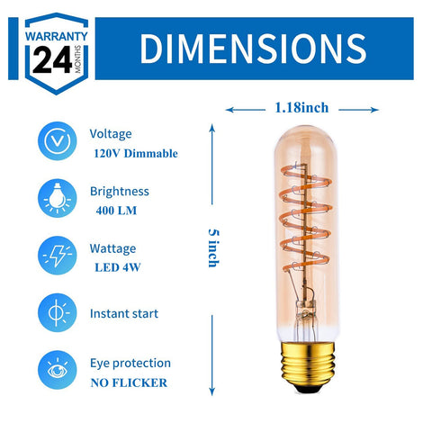 Beonllay T10 LED bulb 2700K warm white glow for living spaces.