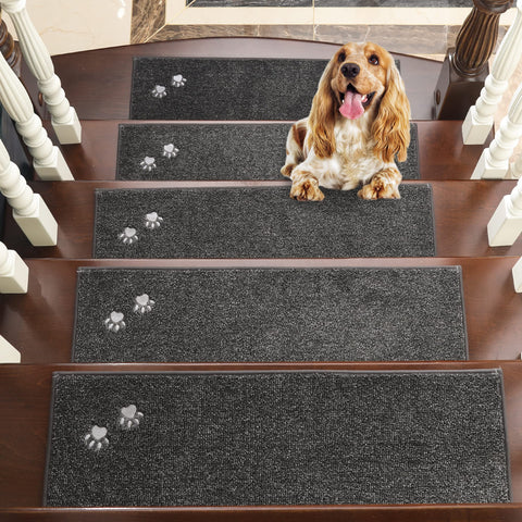BEQHAUSE stair tread soft-texture cushions feet on wooden stairs.
