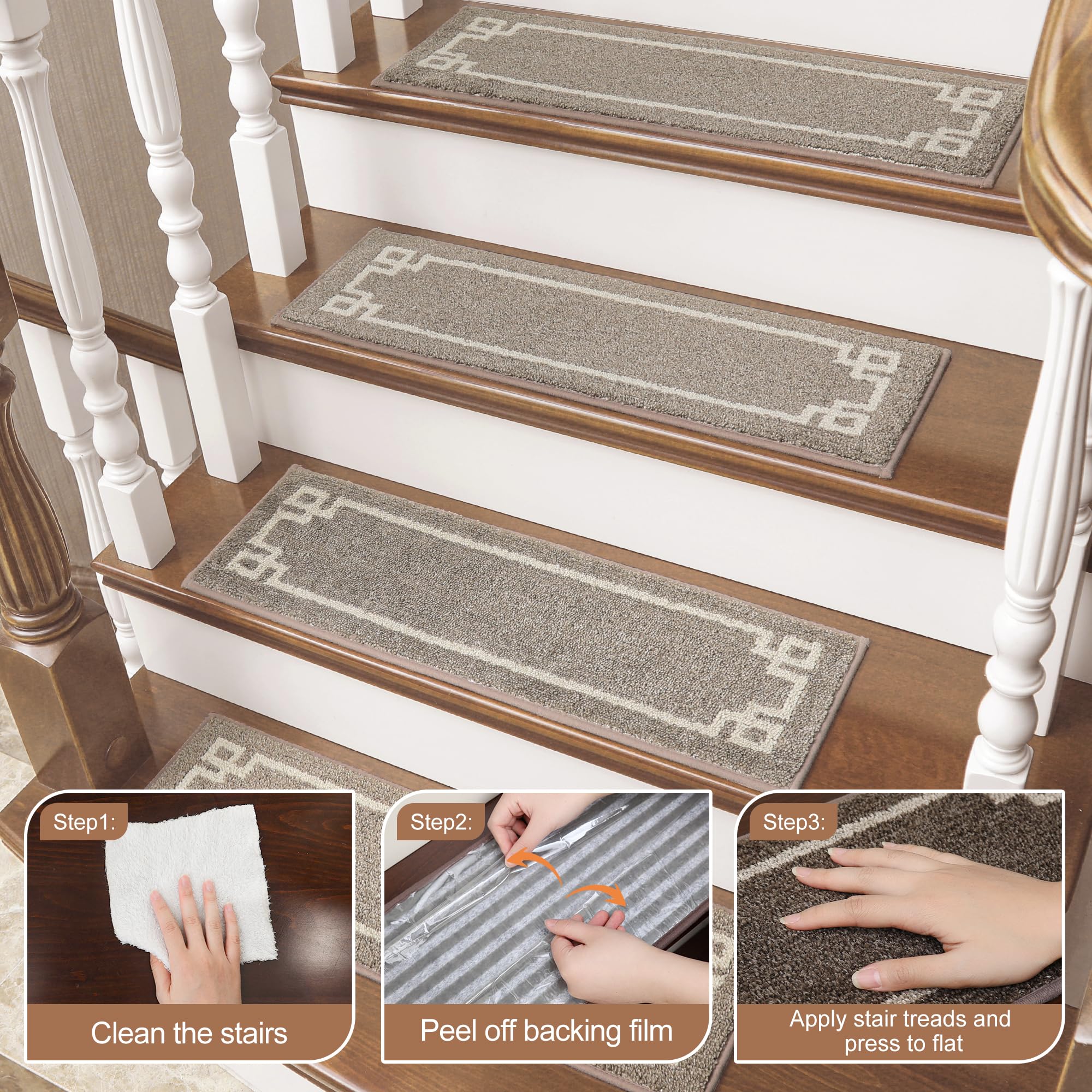 BEQHAUSE stair treads feature durable edge stitching to resist fraying