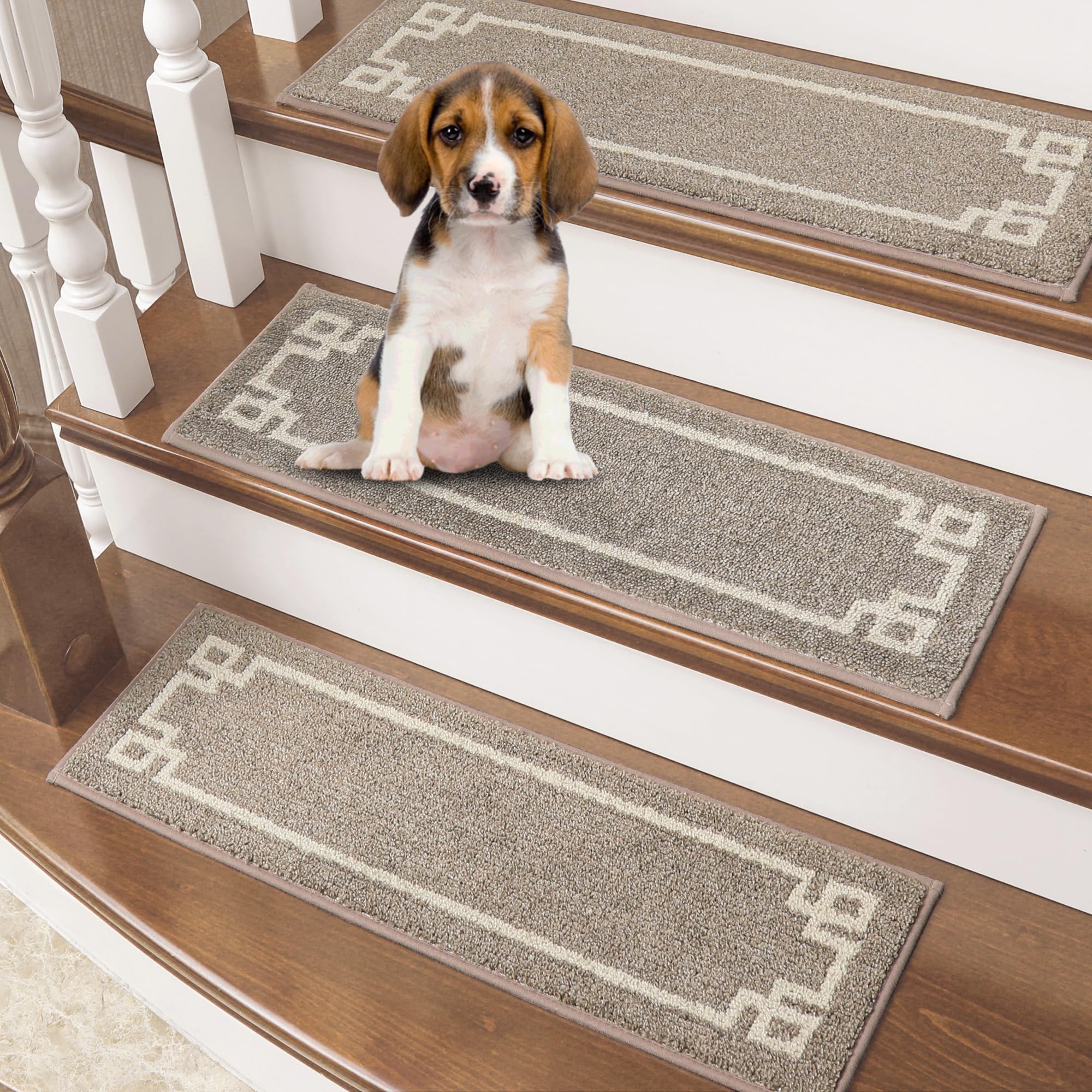 BEQHAUSE stair treads with non-slip backing for secure grip on wooden stairs