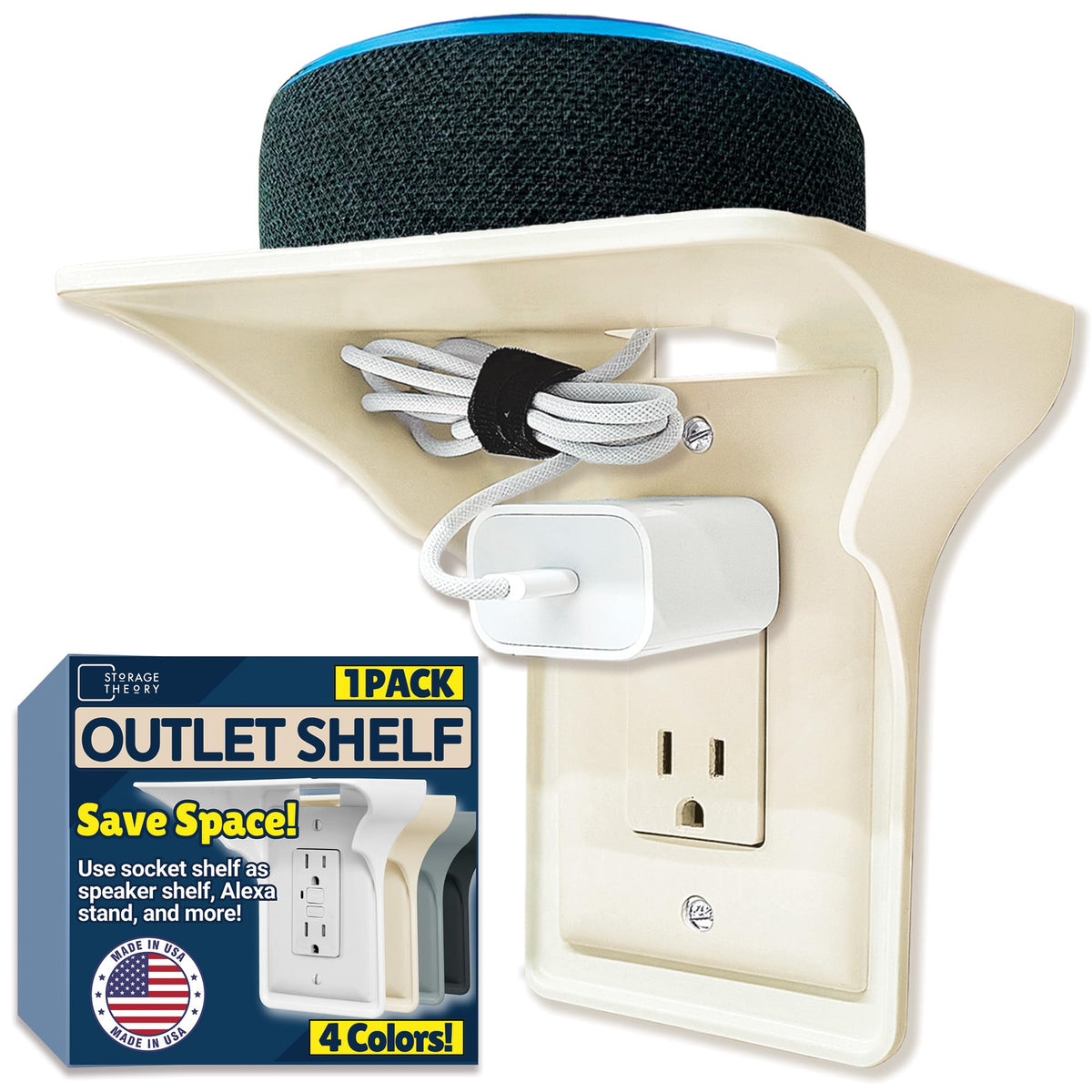 BeraTek Power Perch wall outlet shelf keeps cords organized