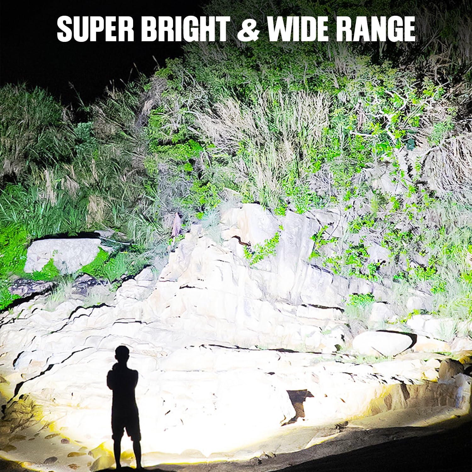 BERCOL 99k bright LED beam lights a backyard