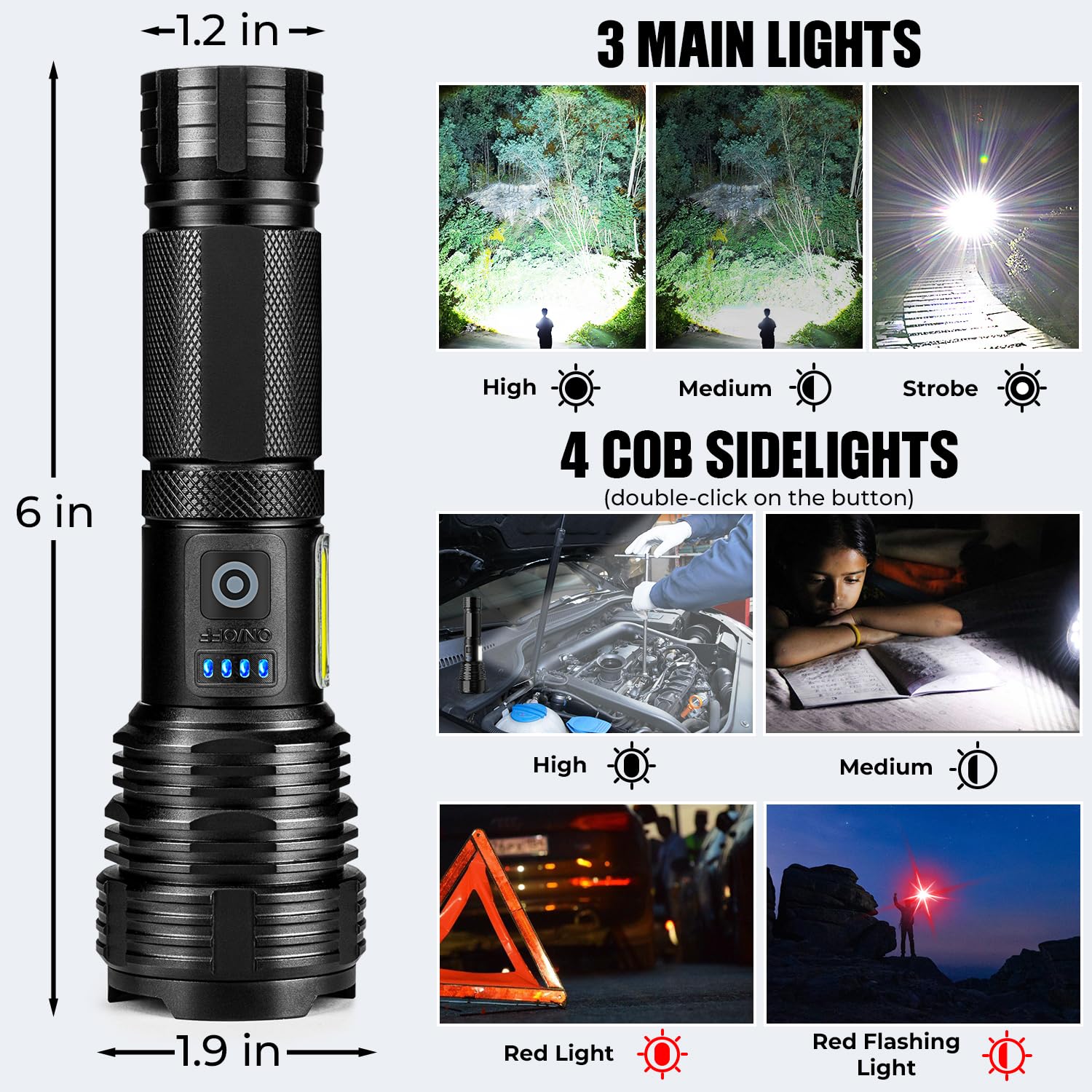 BERCOL adjustable focus image showing wide and narrow beam for area or distance