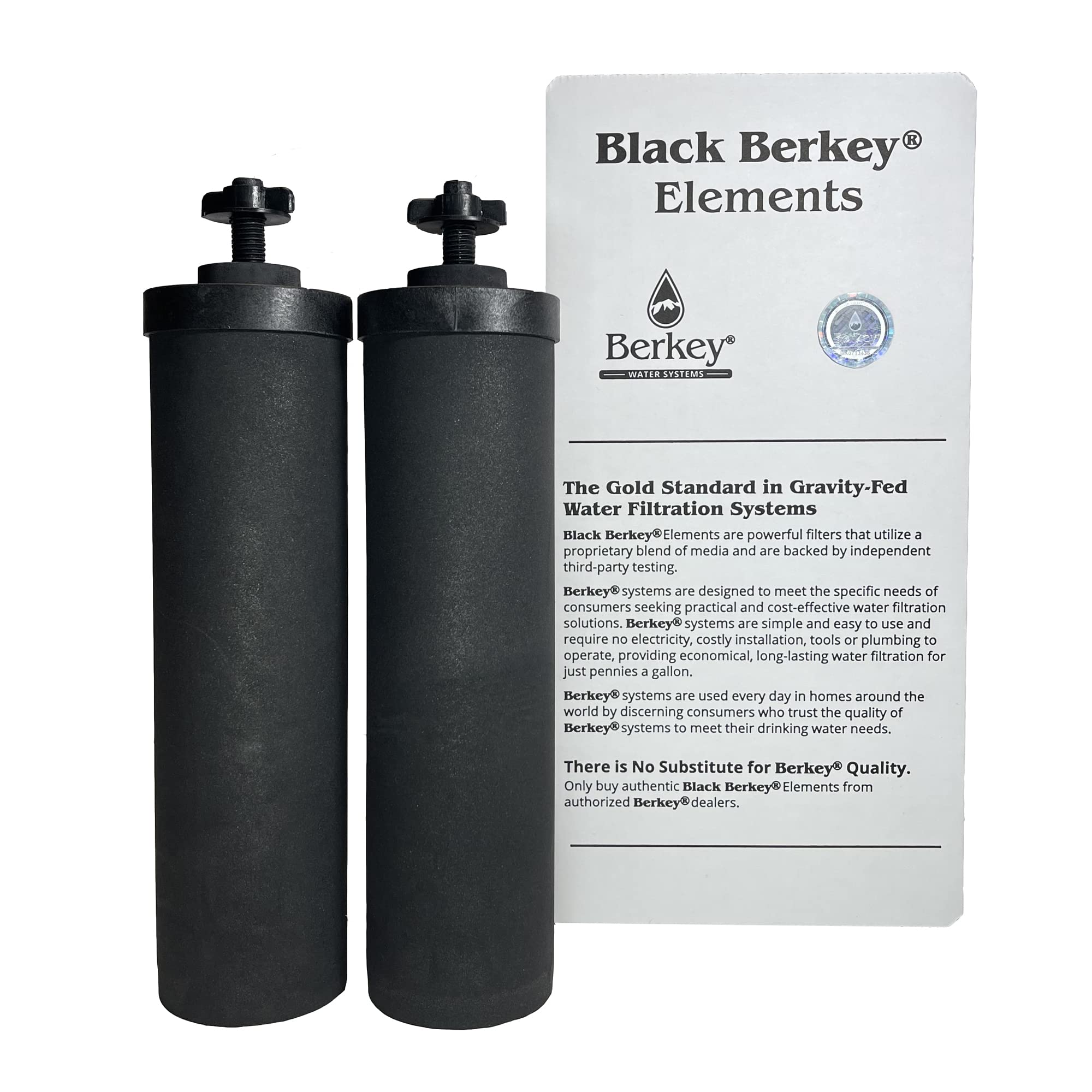 Berkey authentic black BB9-2 element front view for reliable gravity-fed purification.