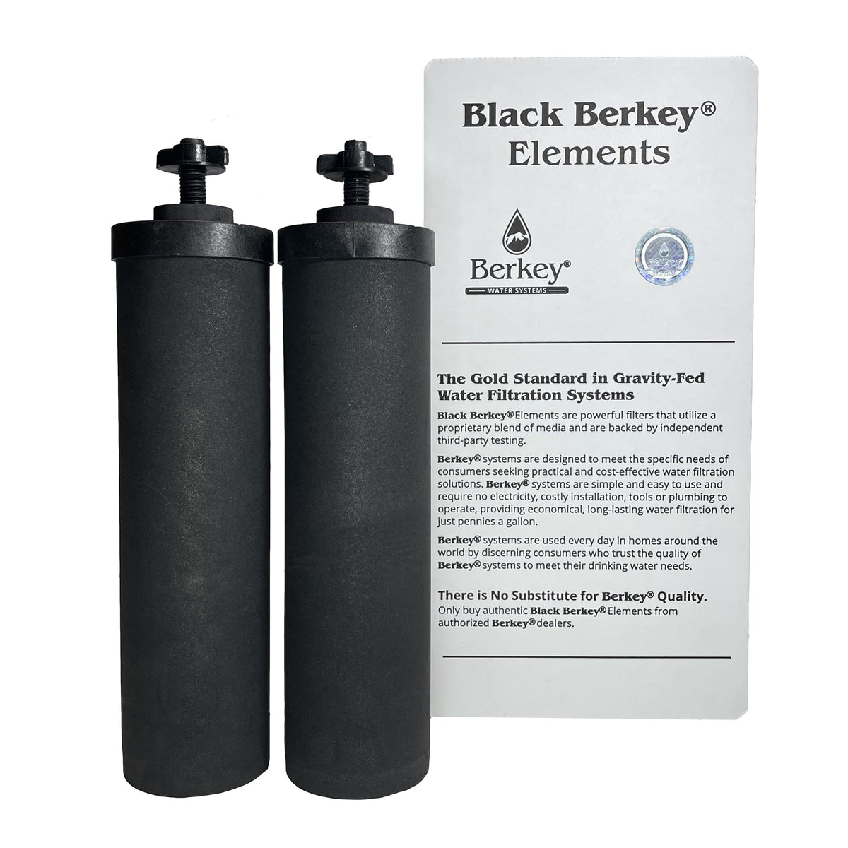 Berkey authentic black BB9-2 element front view for reliable gravity-fed purification.