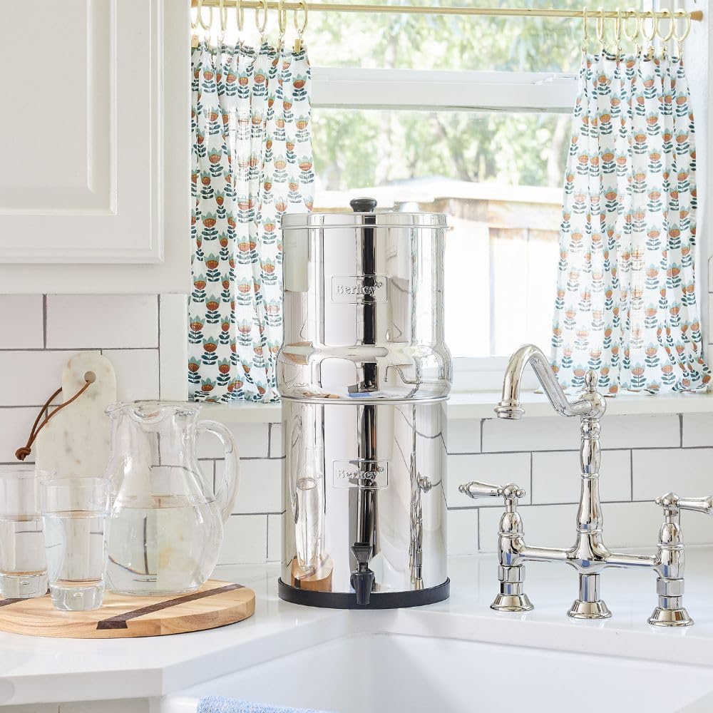Berkey Big Berkey system on a countertop ready to deliver fresh water.