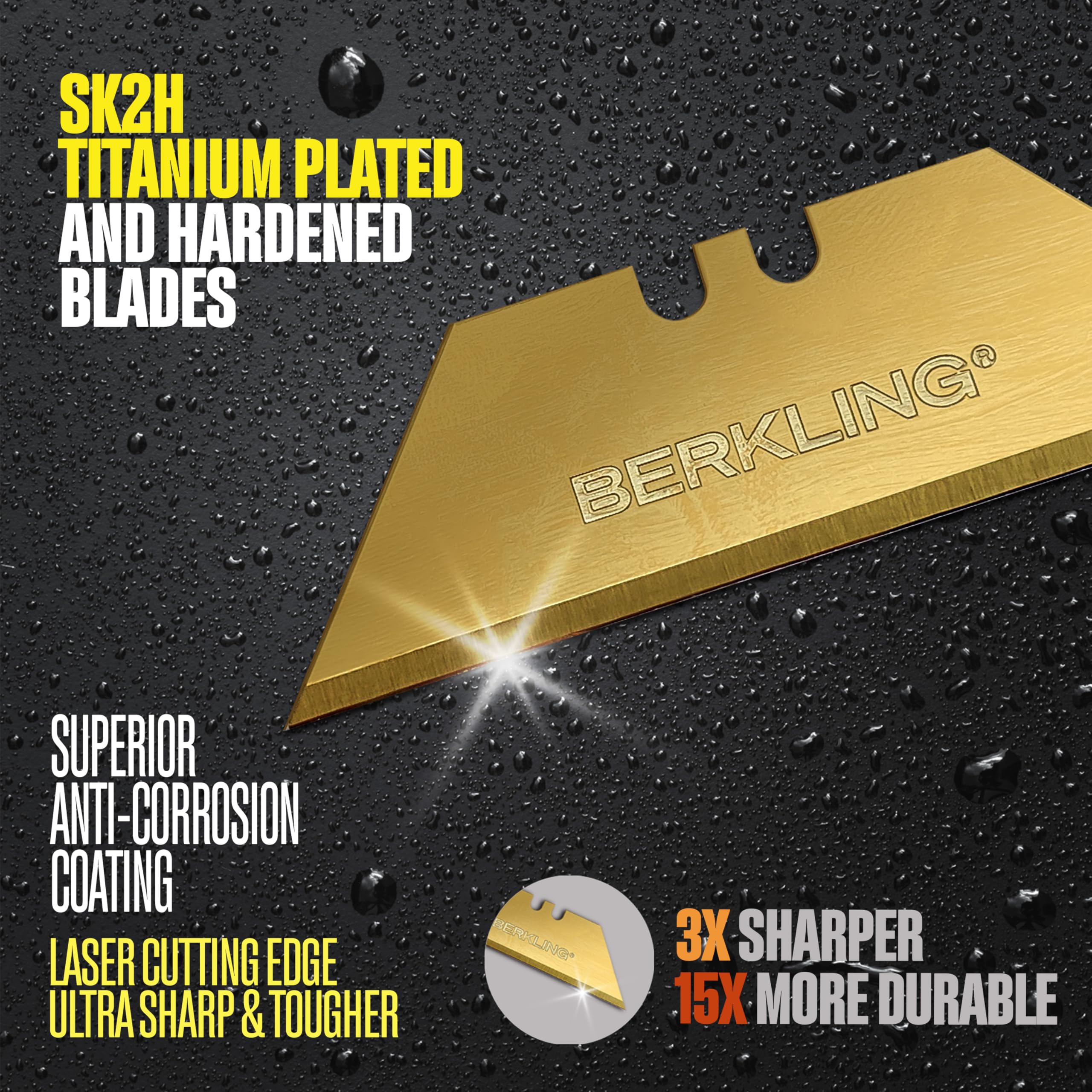 Berkling universal T-shape blades fit most holders for versatile use.
