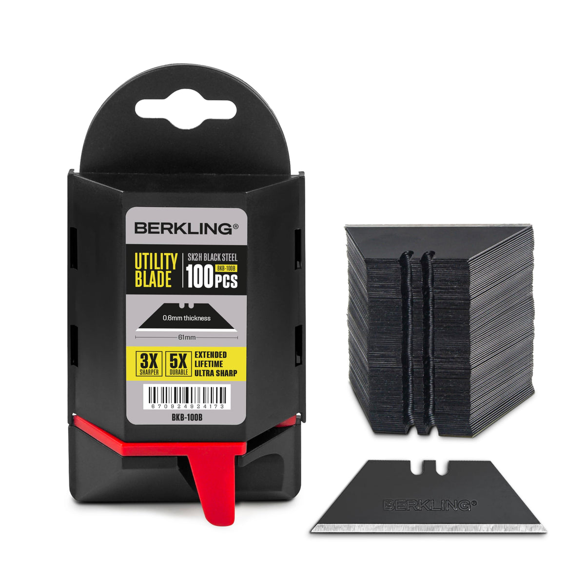 Berkling utility knife blades dispenser for quick, clean blade changes