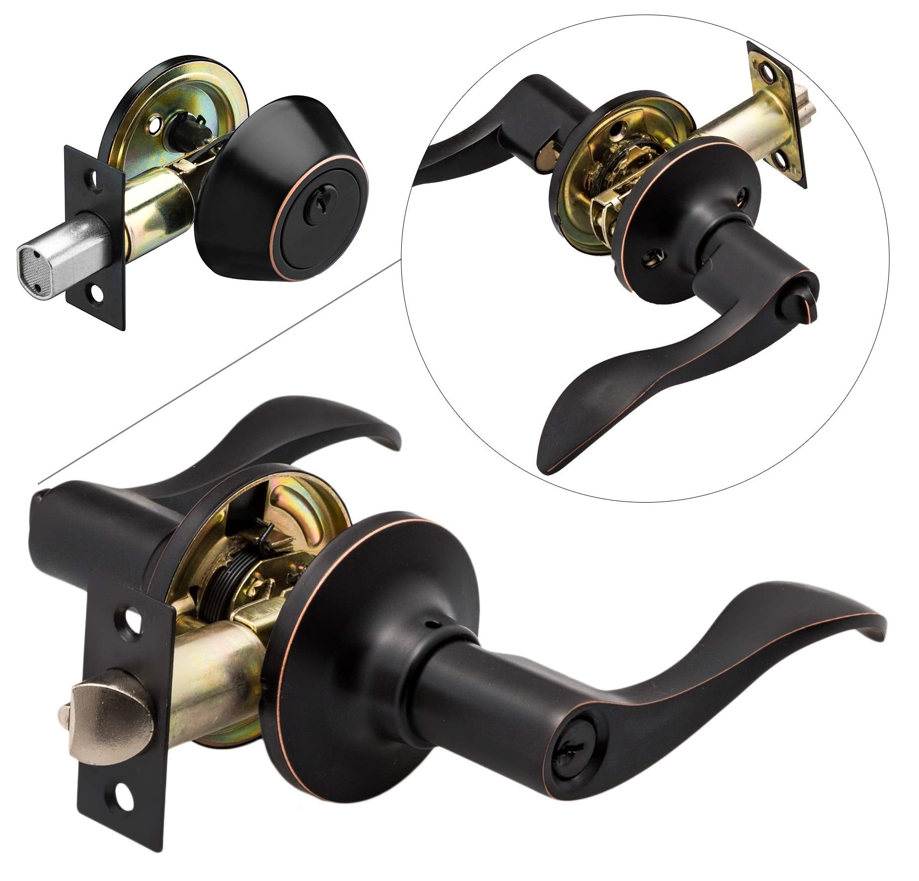 Berlin Modisch entrance lever front door in oil rubbed bronze enhances security and style