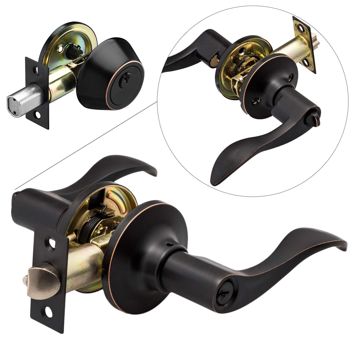 Berlin Modisch entrance lever front door in oil rubbed bronze enhances security and style