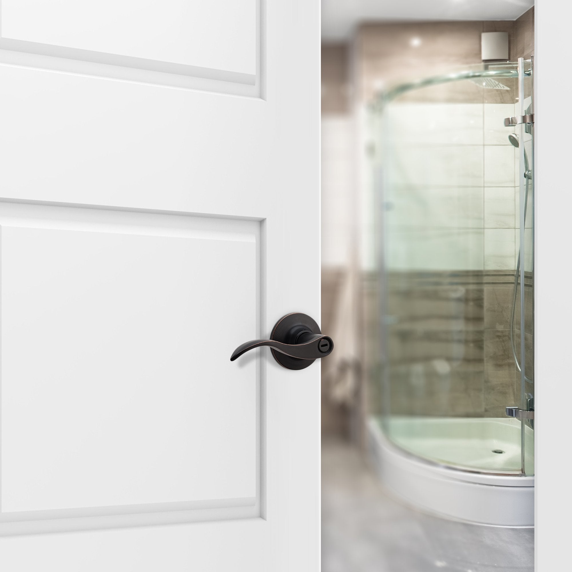 Berlin Modisch privacy lever handle with exterior emergency key option