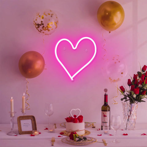 BerniceKelly pink heart neon sign bedroom decor accent for cozy spaces