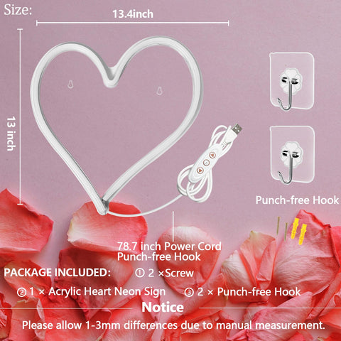 BerniceKelly pink heart neon sign wall-mount setup for quick installation