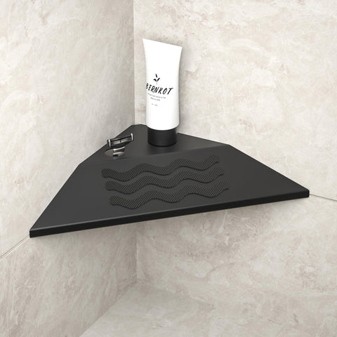 Bernkot corner foot rest for shaving legs in a secure shower setup