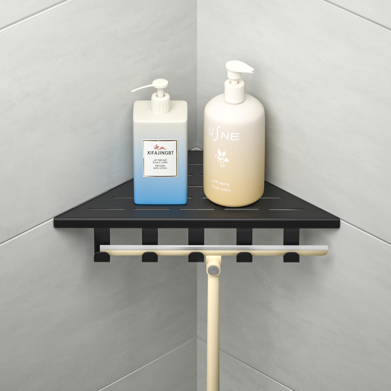 Bernkot grout-in shelf fits tiled walls for a clean, built-in look.