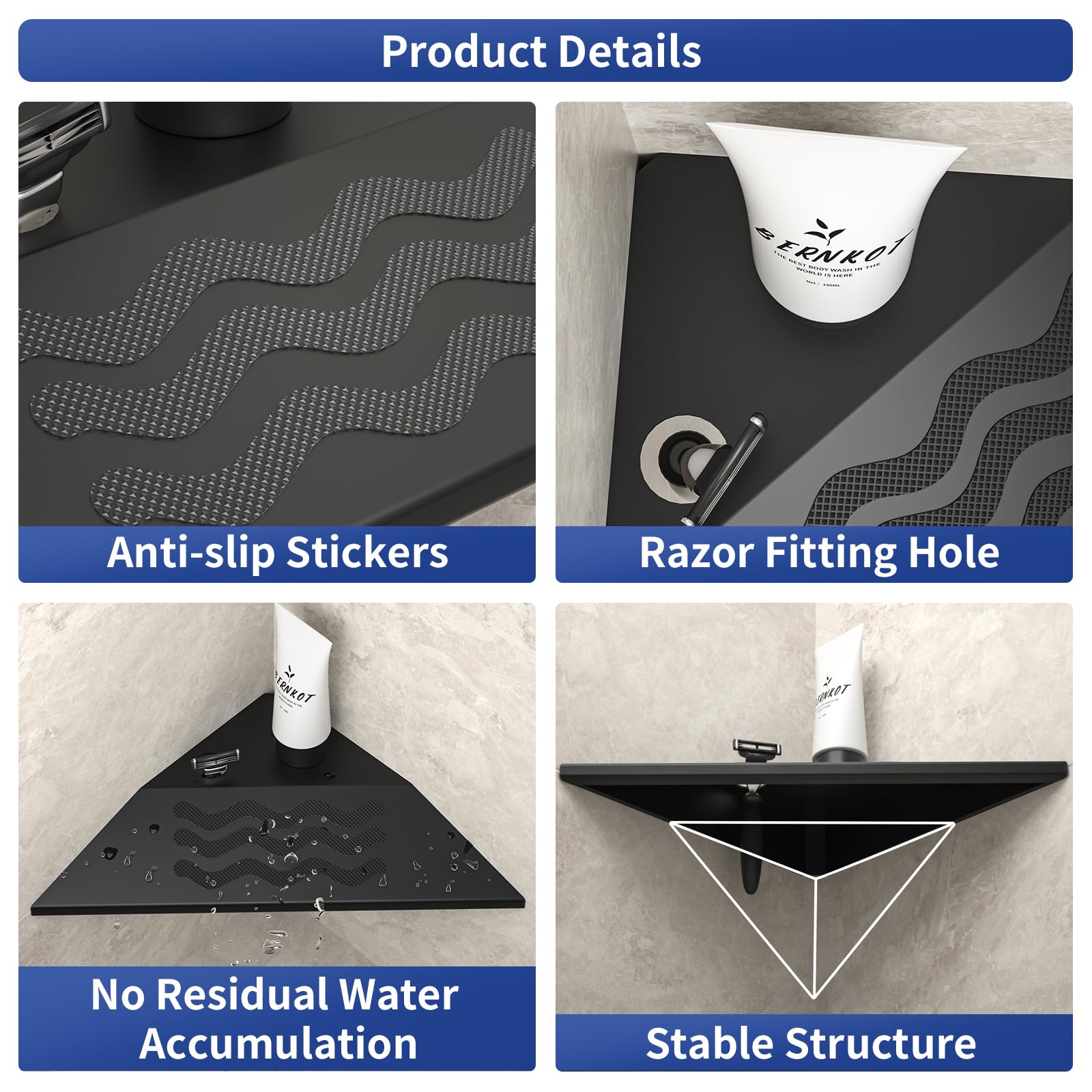 Bernkot stainless steel corner foot rest resists corrosion for durable bathroom use