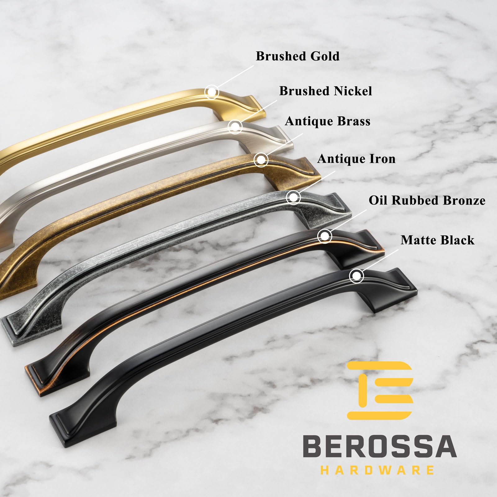 Closeup of BEROSSA bronze cabinet pull showing sturdy solid metal construction