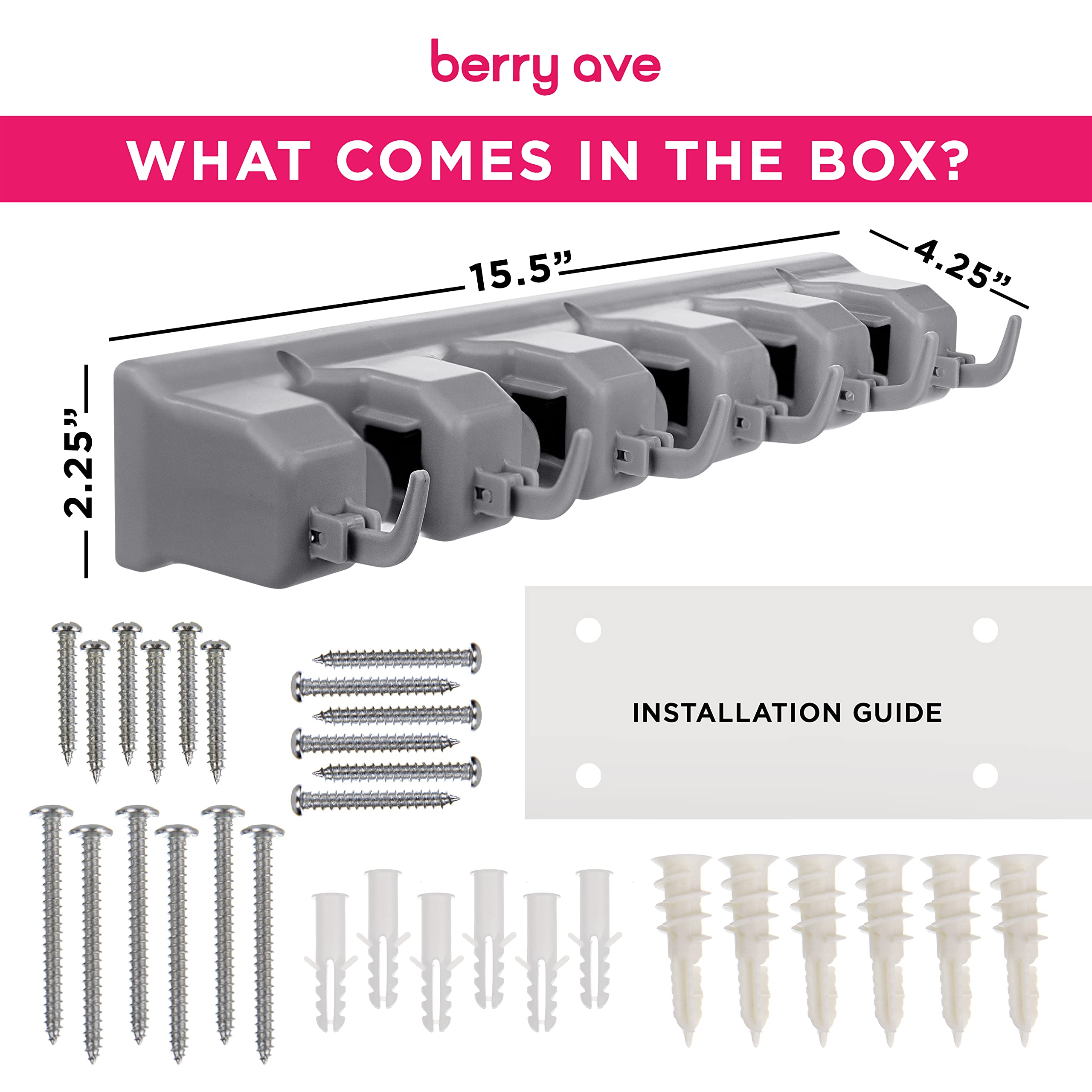 Berry Ave easy-install hardware included for quick, tool-free mounting.