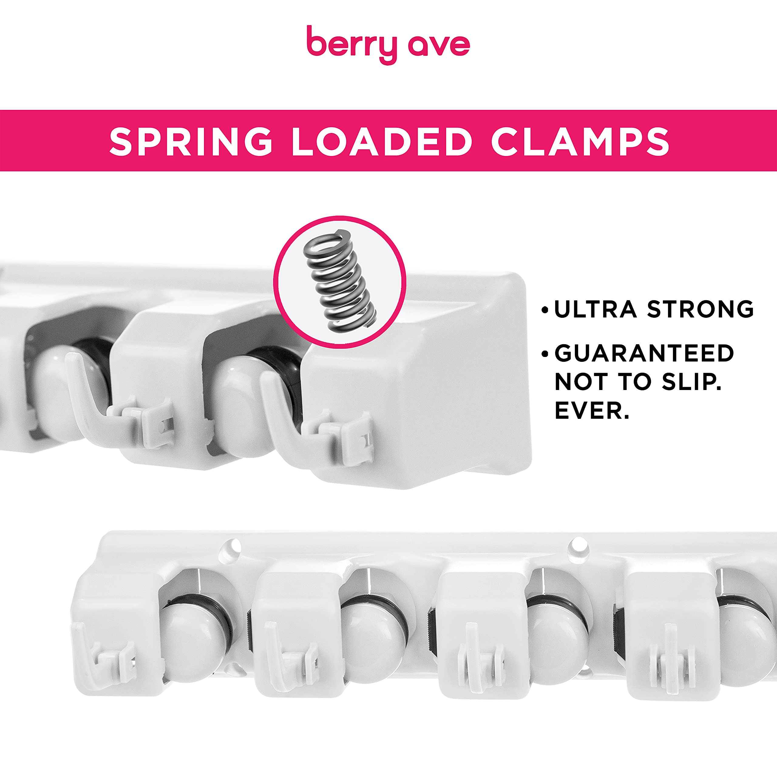 Berry Ave spring-loaded rubber grip slots prevent slips and drops.