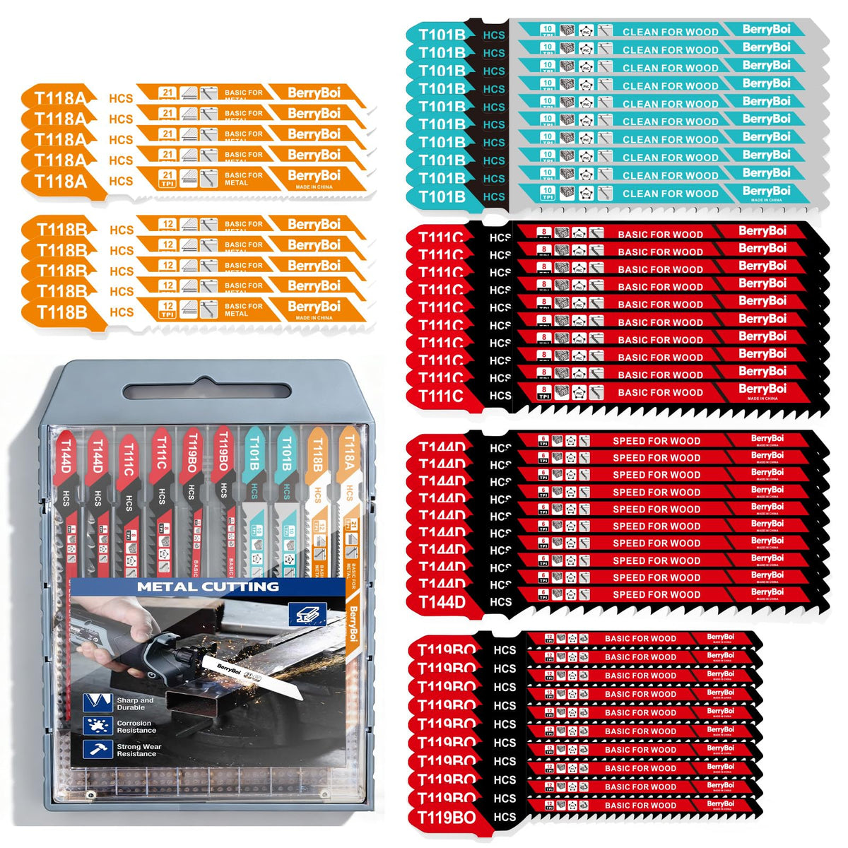 BerryBoi 50-pcs T-shank blades set for wood and metal enable smooth, precise cuts