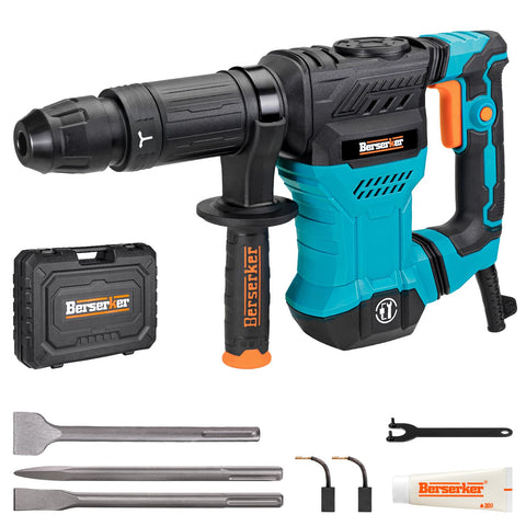 Berserker 1300W demolition hammer with carrying case ready for concrete chipping