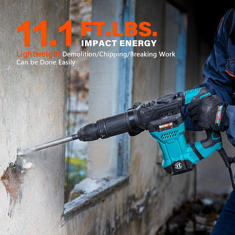 Berserker 12-position vario-lock allows chisels in tight spaces