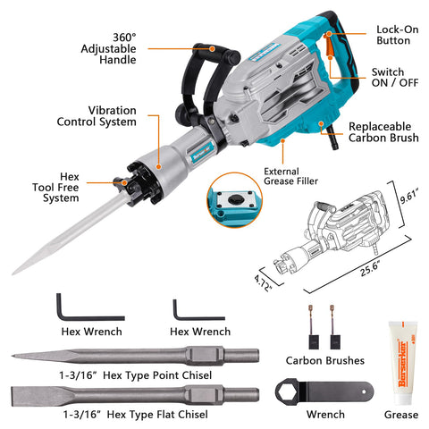 Berserker carrying case keeps accessories organized during job site work.