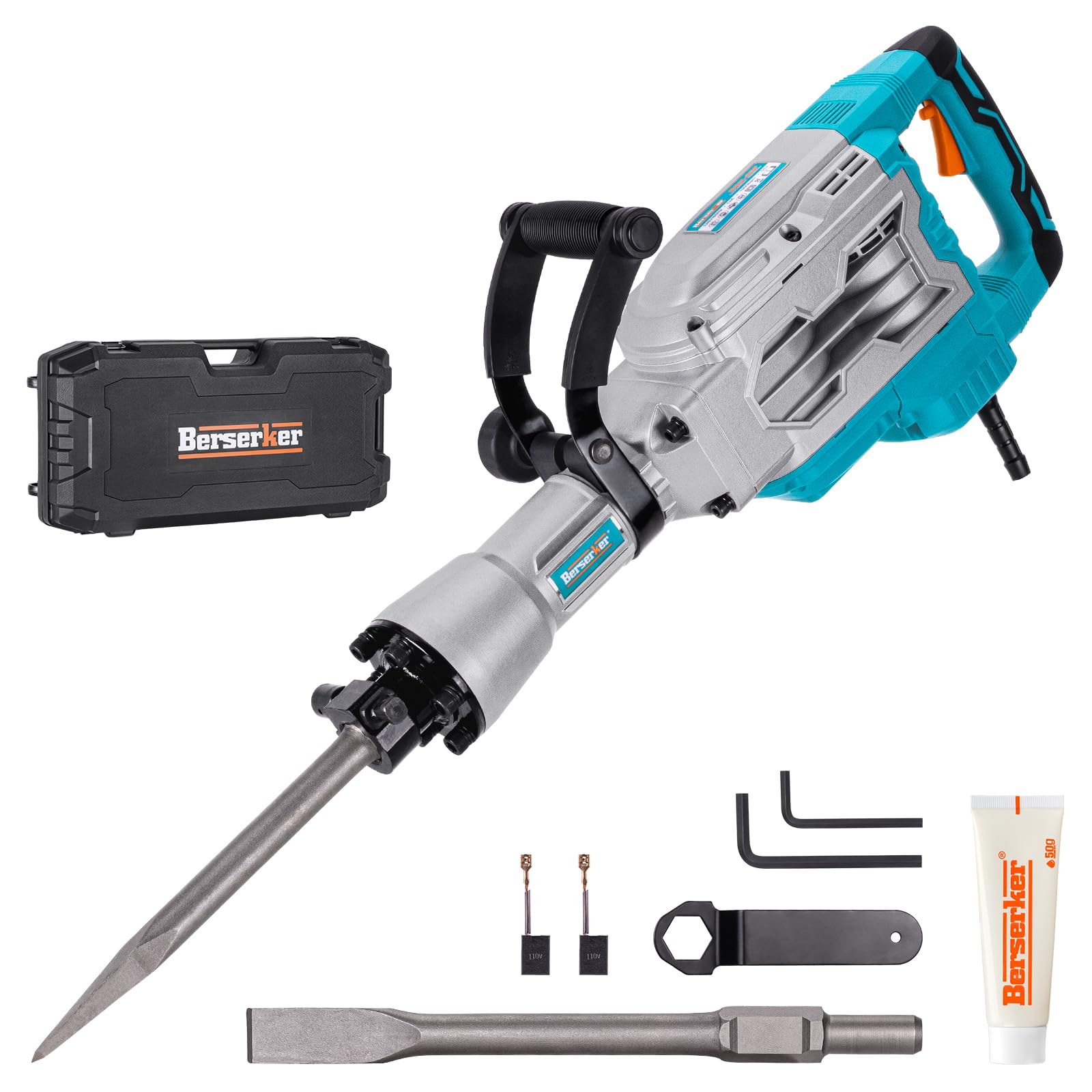 Berserker demolition jack hammer 1700W powering fast concrete demolition on site.