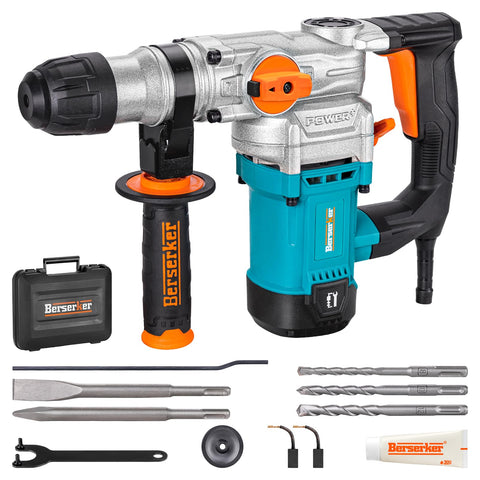 Berserker SDS-Plus rotary hammer drill overview for overhead work.