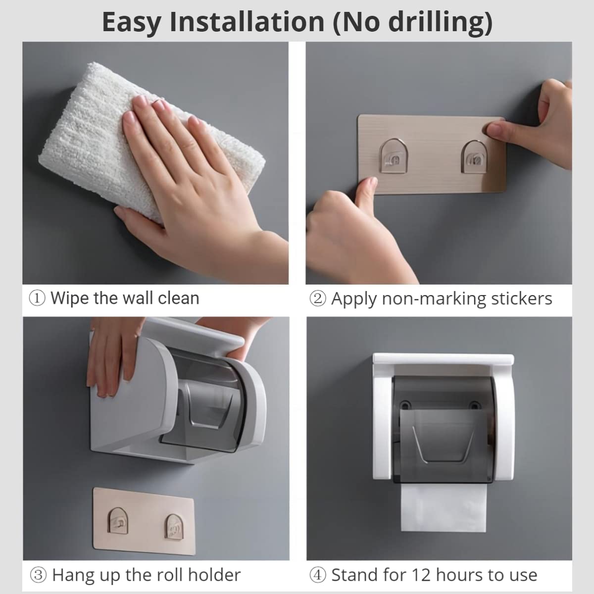 Beruyu wall-mount on tiles or glass, no drilling