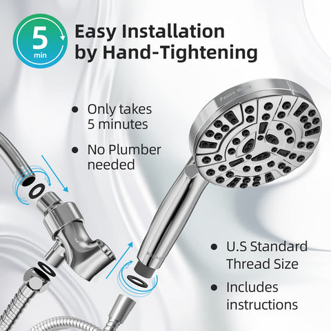 BESAQUO shower head adjustable bracket secures spray angle.